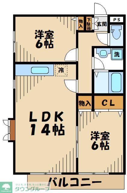 メゾンフルール(2LDK/2階)の間取り写真