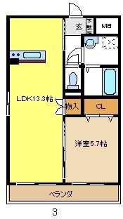 エルフィン昭和橋通(1LDK/7階)の間取り写真