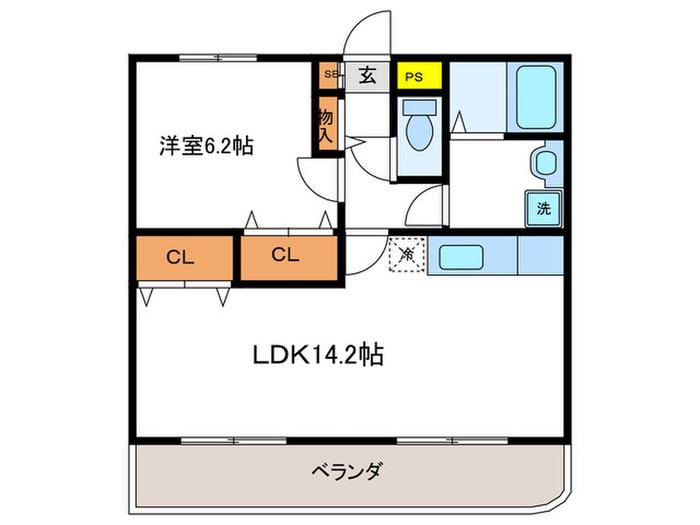 オクトーブル桂(1LDK/1階)の間取り写真
