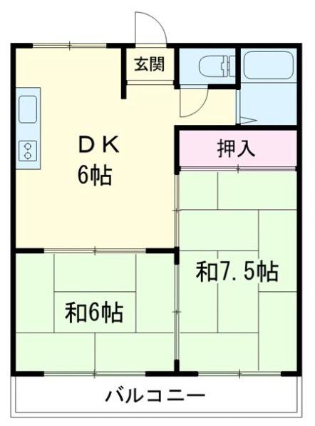 昭和ハイツ(2DK/2階)の間取り写真