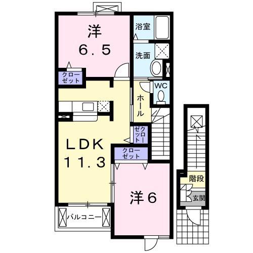 グランド-ルET H(2LDK/2階)の間取り写真