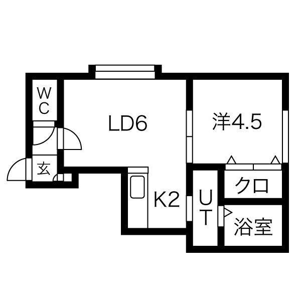 クラージュ16(1LDK/2階)の間取り写真
