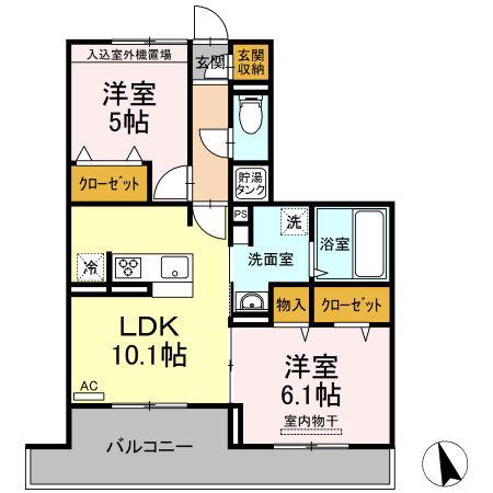 サザンヒルズ(2LDK/3階)の間取り写真