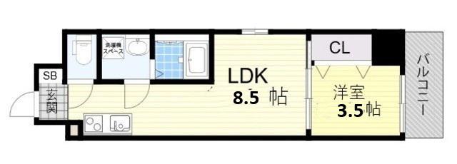 コートエスト都島(1LDK/1階)の間取り写真