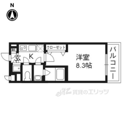 ベラジオ京都東山Ⅱ(1K/1階)の間取り写真