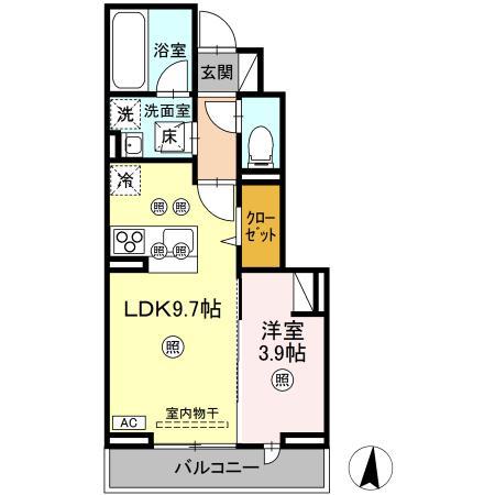 ヌオーヴォチッタ(1LDK/1階)の間取り写真