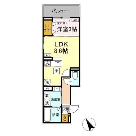 ルナジア(1LDK/1階)の間取り写真