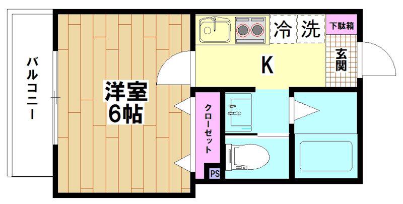 FIORE三郷中央(1K/2階)の間取り写真
