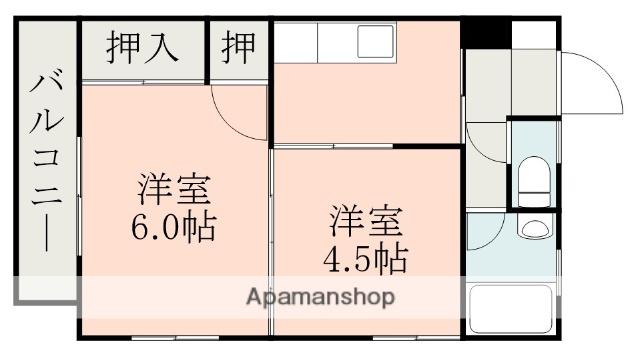 東谷山Nビル(2K/4階)の間取り写真