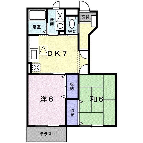 プラースIII(2DK/1階)の間取り写真