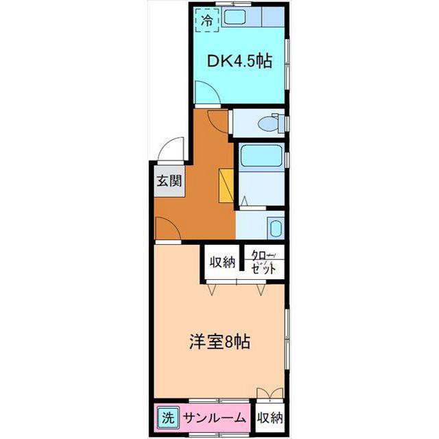 リファイン(1DK/1階)の間取り写真
