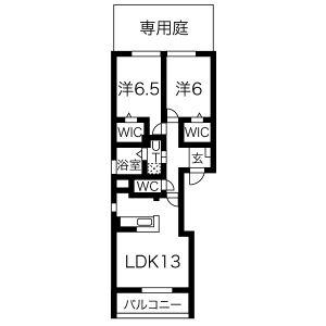 アバンサール(2LDK/1階)の間取り写真