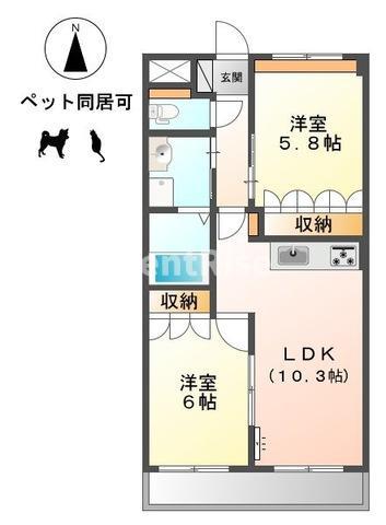 グランディアII(2LDK/4階)の間取り写真