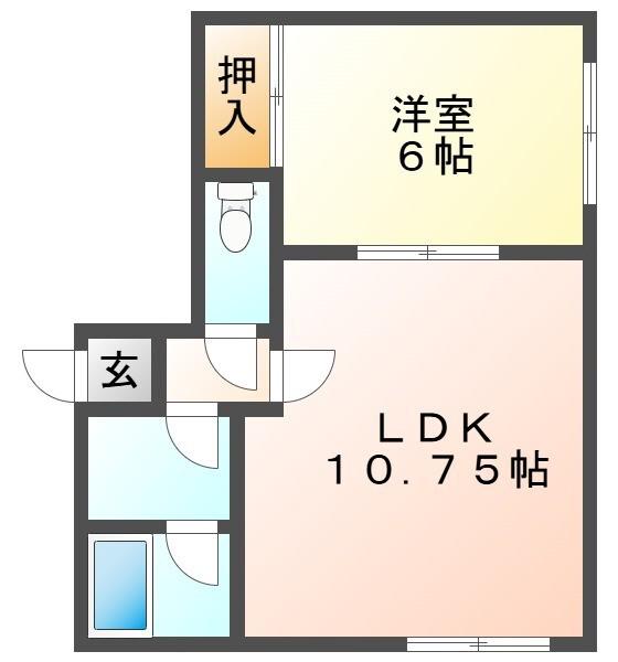 ウエスト・ヴィラ(1LDK/1階)の間取り写真