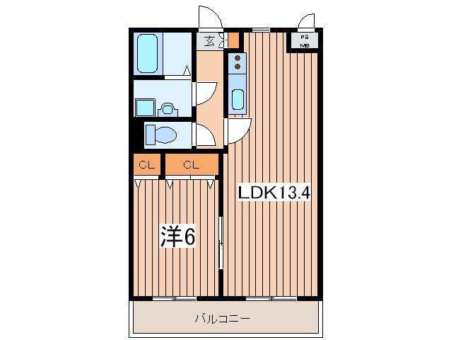 メーラ西鶴間III(1LDK/2階)の間取り写真
