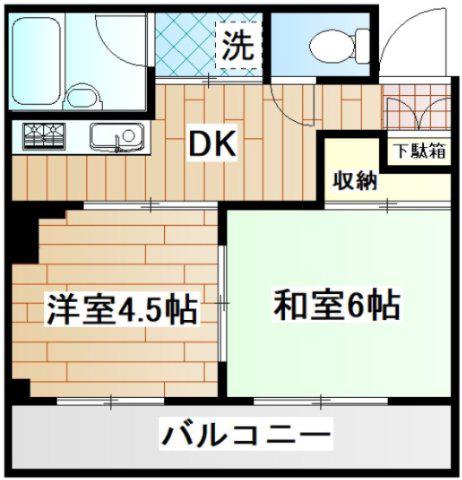 サンクレージュ横浜(2DK/2階)の間取り写真