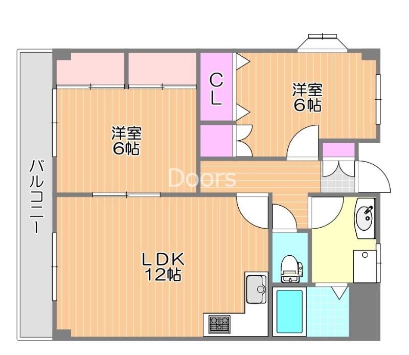 翔阿園マンション(2LDK/7階)の間取り写真