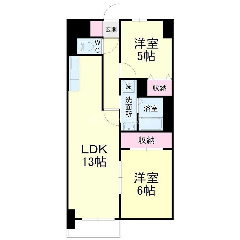パークビュー四ツ池(2LDK/6階)の間取り写真