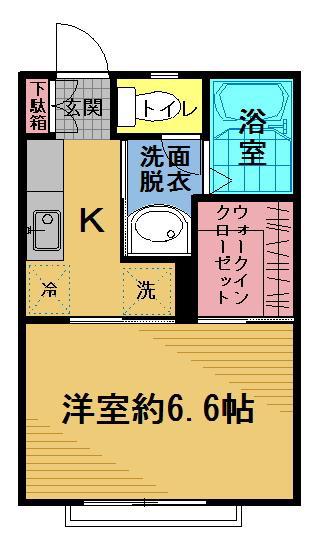 グランシードK(1K/2階)の間取り写真