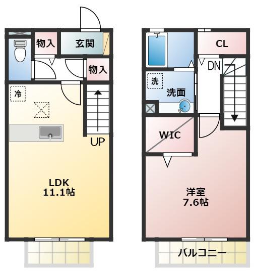 フェリースA(1LDK/1階)の間取り写真