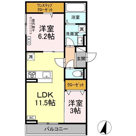 メラヴィリア昭和町(2LDK/3階)の間取り写真