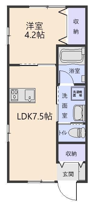 Eハウス B(1LDK/1階)の間取り写真