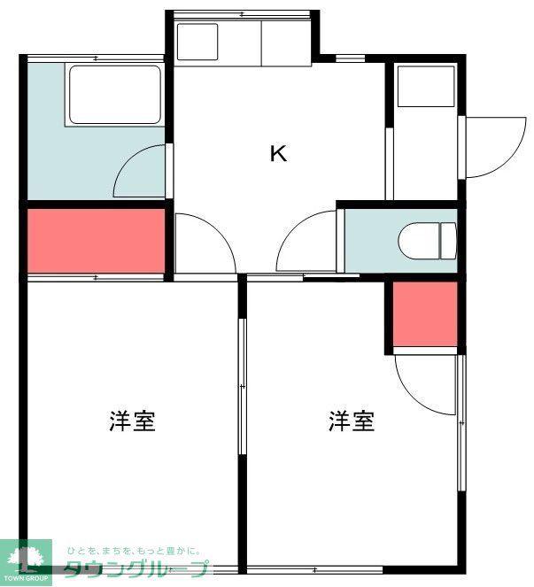 田中荘(2K/1階)の間取り写真