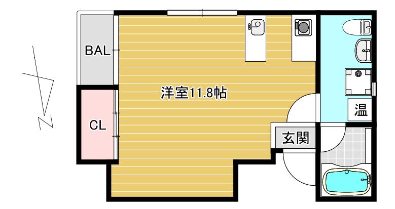 和一番館2(ワンルーム/2階)の間取り写真