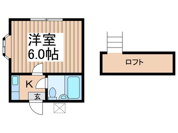 プラザドゥヘリオスB(1K/2階)の間取り写真