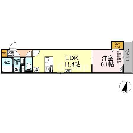 セレスティア西亀有(1LDK/2階)の間取り写真