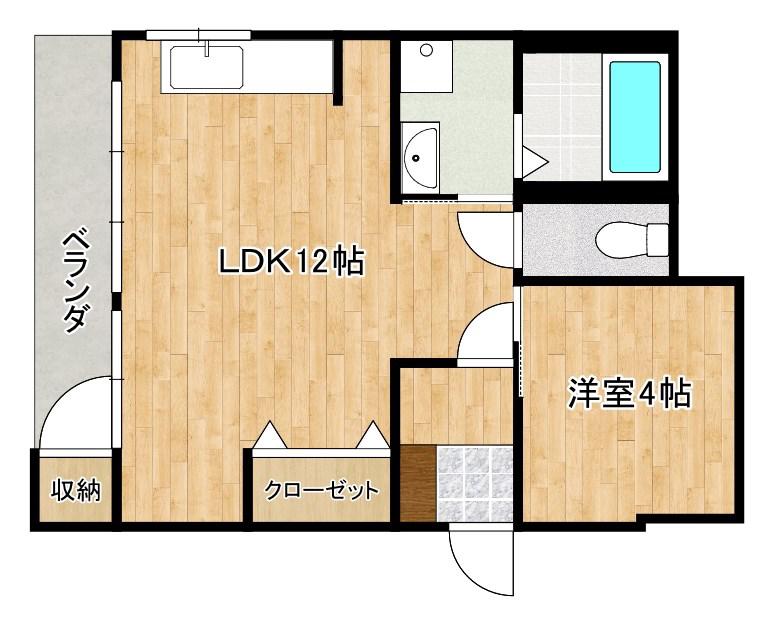 互協ビル(1LDK/2階)の間取り写真