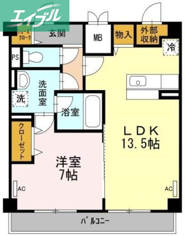 田町ガーデンハイツ(1LDK/4階)の間取り写真