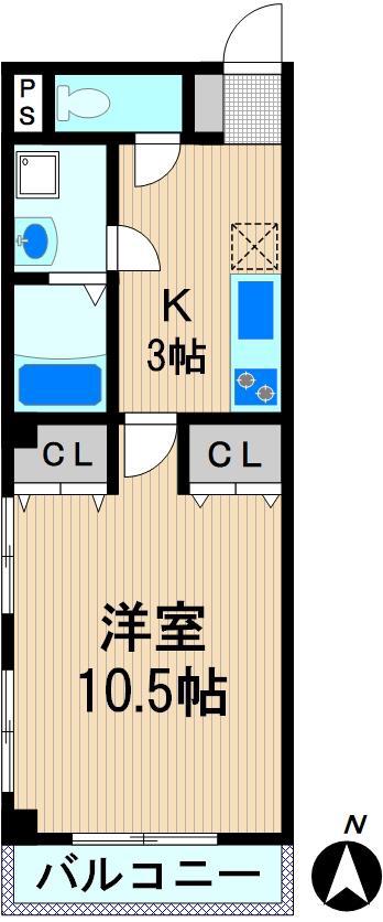 ストークハイム(1K/2階)の間取り写真