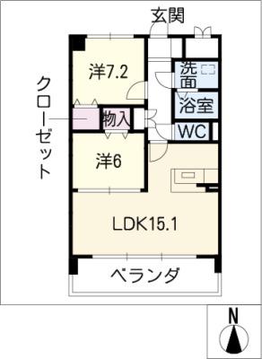 ボン・ナテュール(2LDK/1階)の間取り写真