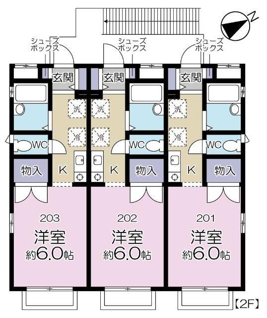 西武新宿線 狭山市駅 徒歩5分 2階建 築23年(1K/2階)の間取り写真