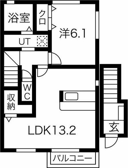 アヴニールM A棟(1LDK/2階)の間取り写真