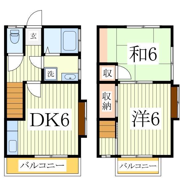 テニメント逆井(2DK/1階)の間取り写真
