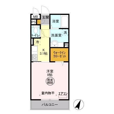 ルクティア(1K/3階)の間取り写真