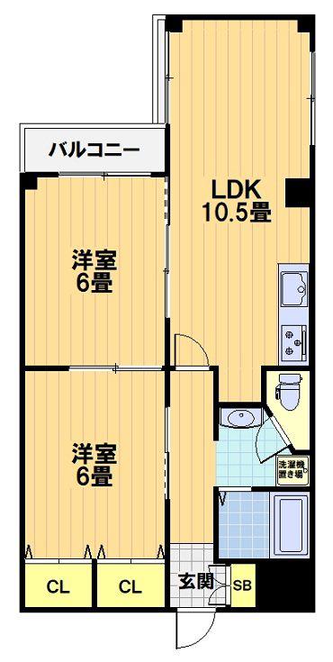 コーポラス大宮(2LDK/3階)の間取り写真