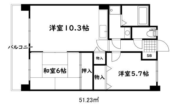 オークハイツ(2LDK/3階)の間取り写真