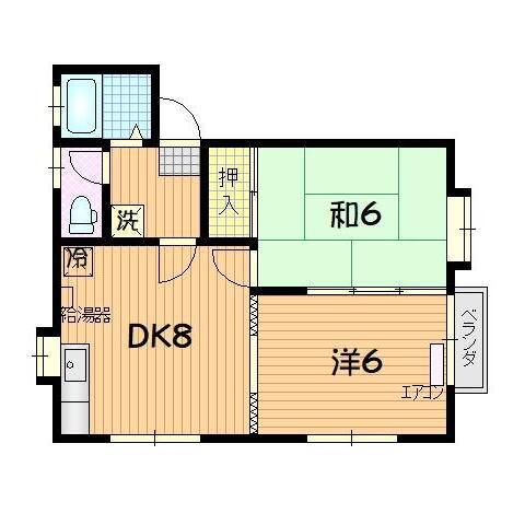 ビューハウスB(2DK/2階)の間取り写真