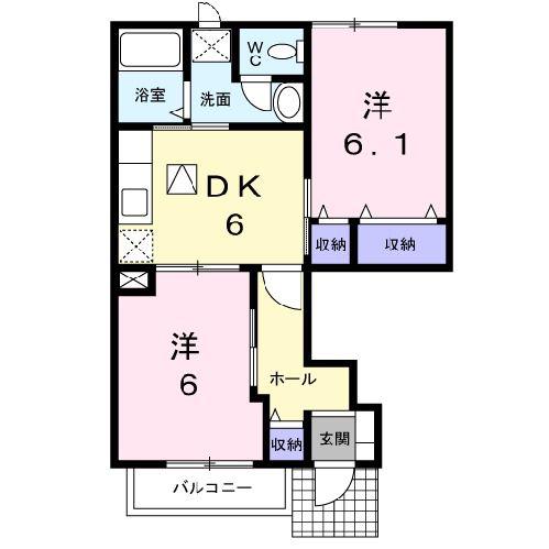 アルテミスB(2DK/1階)の間取り写真