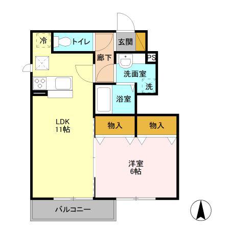 エスペランサ(1LDK/1階)の間取り写真
