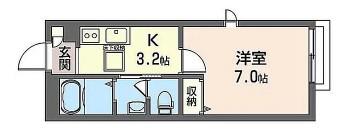 ハイツスクエアII(1K/2階)の間取り写真