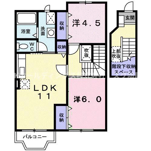 アーバン縄手C(2LDK/2階)の間取り写真