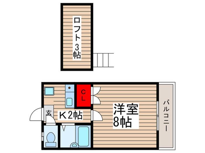 メゾンエトワール(1K/2階)の間取り写真
