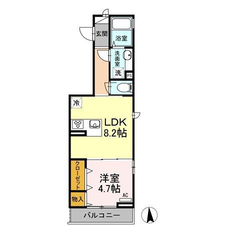 ル サンク(1LDK/3階)の間取り写真