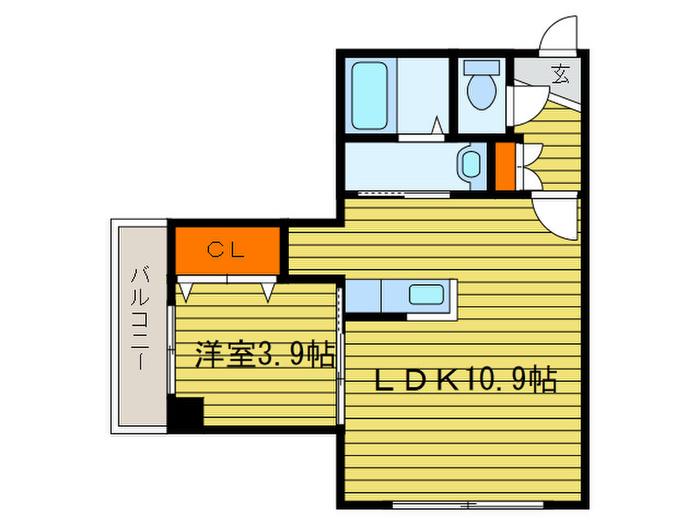 CASA VERDE HIRAGISHI (1LDK/3階)の間取り写真