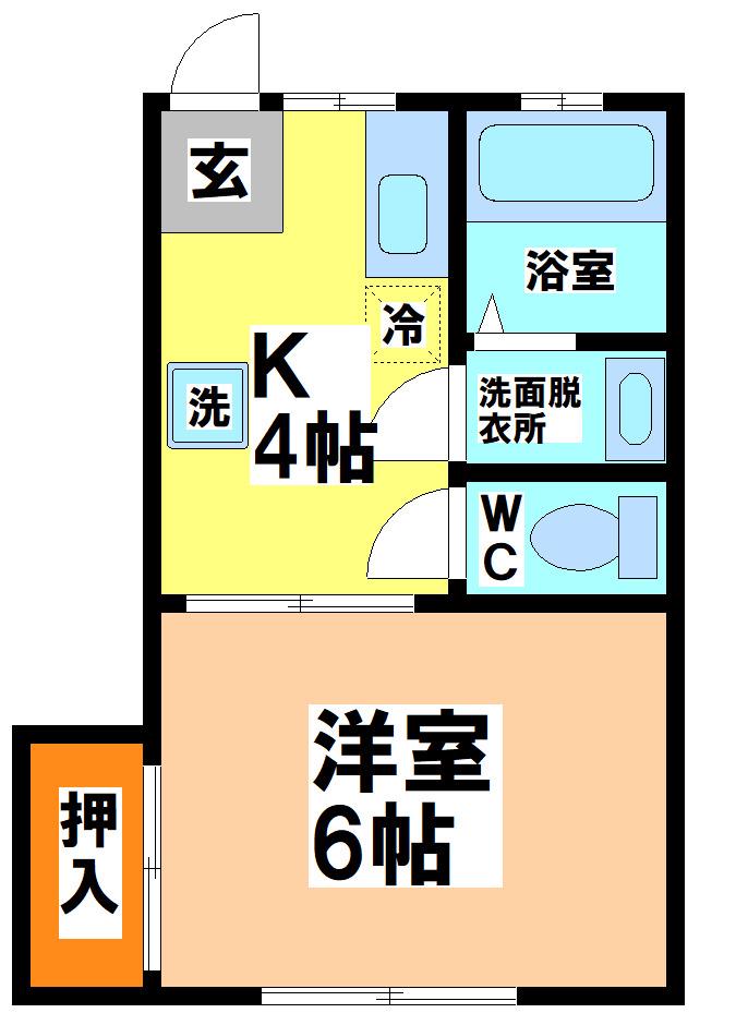 メゾン梨里(1K/2階)の間取り写真