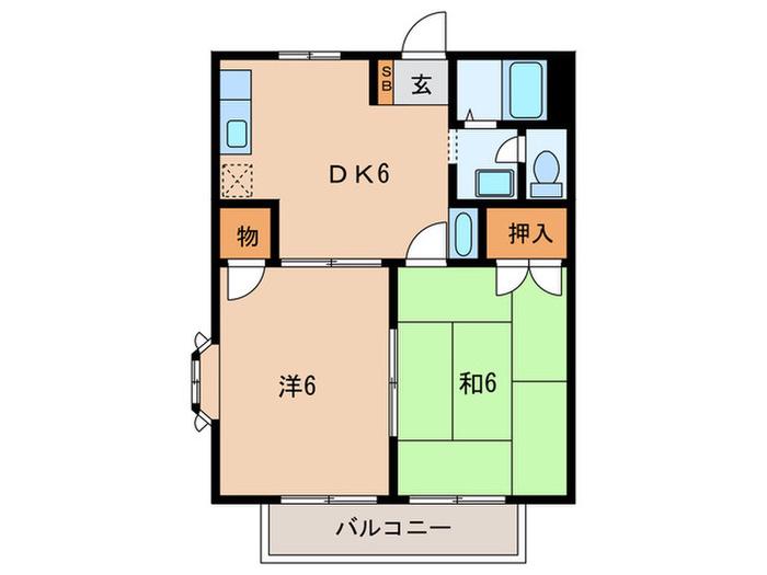 サンハイム(2DK/1階)の間取り写真